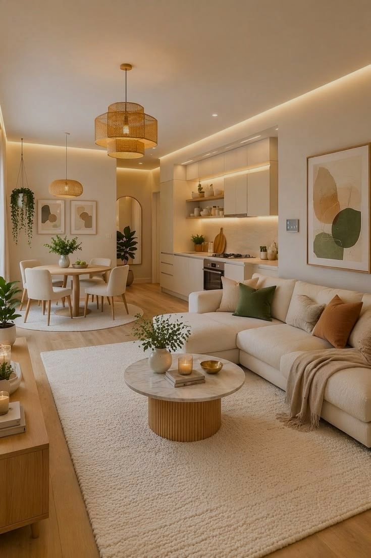 Séjour scandinave en bois clair