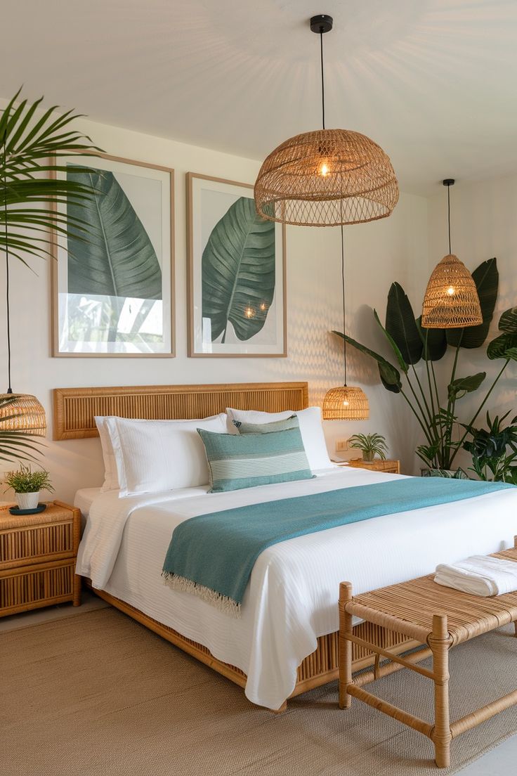 Chambre en rotin, esprit méditerranéen